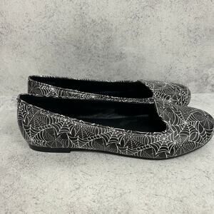 Strange Cvlt Cult Lydia Black & White Spider Web flats Women’s Size 8